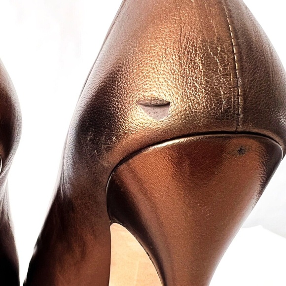 GUCCI bronze peep toe platform stiletto pumps Size EU 37 1/2 US 7 - Picture 6 of 10